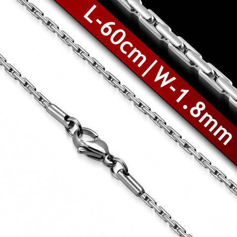 NECKLACE CHAIN ONLY - 24 INCH (60CM) STAINLESS STEEL 1.8MM THICK OVAL-LINK CHAIN MODEL NO.C25