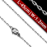 NECKLACE CHAIN ONLY - 18 INCH (45CM) LONG STAINLESS STEEL CHAIN 1.2MM THICK MODEL NO.C17
