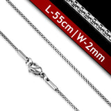 NECKLACE CHAIN ONLY - 22 INCH (55CM) STAINLESS STEEL 2MM THICK ROUND-MESH LINK CHAIN MODEL NO.C06