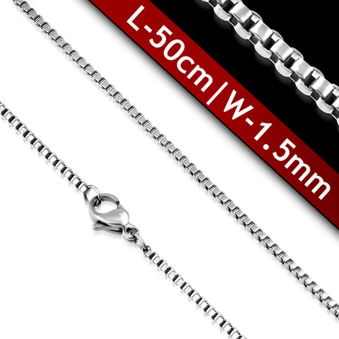NECKLACE CHAIN ONLY - 20 INCH (50CM) LONG STAINLESS STEEL CHAIN 1.5MM THICK MODEL NO.C15