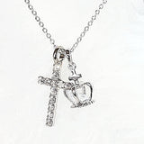 Necklaces - 'Crowned Goodness' CZ GEMSTONES Cross & Crown pendant necklace N184A (Psalm 65:11)
