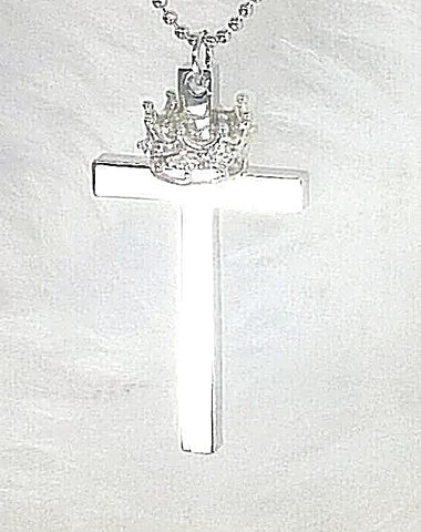Necklaces - 'Crowned Goodness' Cross & SILVER Crown pendant necklace N224S (Psalm 5:12)