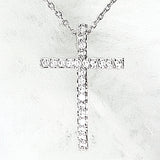 Necklaces - 'Creator' CZ GEMSTONES CROSS pendant necklace N337 (Genesis 1:1)