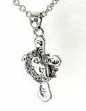 NECKLACE - 'I AM HELPED' CROSS & CROWN PENDANT NECKLACE N544 (PSALM 28:7)