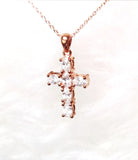 NECKLACE - 'COMPASSION' ROSE-GOLD RHODIUM AAA GRADE CZ CROSS PENDANT NECKLACE N591 (COL 3:12)