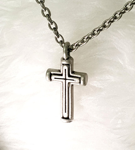 NECKLACE - 'TRUST IN THE LORD' VINTAGE IRON ALLOY CROSS PENDANT NECKLACE NC99 (PROVERBS 3:5)