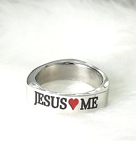 RINGS - 'JESUS LOVES ME' STAINLESS STEEL RING R17 (1 John 4:10)