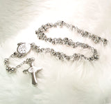 ROSARY - 'DEVOTION TO GOD' S/S ROSARY C/W MIRACULOUS MEDAL & ST BENEDICT CRUCIFIX RS26
