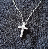 NECKLACE - 'THE ALMIGHTY' 925 STERLING SILVER CZ CROSS PENDANT NECKLACE S91A (PSALM 91:1)