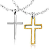Necklace -'God of our Salvation' S/Steel Dual-toned 2-CROSS pendant necklace SSB180A (Psalm 68:19)