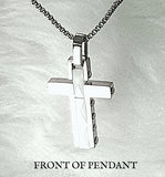 NECKLACE - 'STRONG & COURAGEOUS' S/S White Ceramic CROSS NECKLACE SSB181A (Heb 11:1)