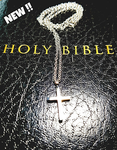 NECKLACE - 'PEACE OF GOD' STAINLESS STEEL CROSS PENDANT NECKLACE SSB217 (PHILIPPIANS 4:7)