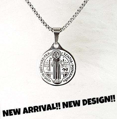 NECKLACE - 'ST BENEDICT MEDAL' STAINLESS STEEL ST BENEDICT MEDAL PENDANT & S/S CHAIN SSB238