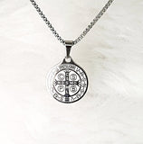 NECKLACE - 'ST BENEDICT MEDAL' STAINLESS STEEL ST BENEDICT MEDAL PENDANT & S/S CHAIN SSB238