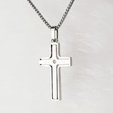 NECKLACE - 'LOVE & COMPASSION' STAINLESS STEEL CROSS PENDANT NECKLACE SSB252 (PSALM 103:4)