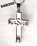 NECKLACE - 'NAME ABOVE ALL NAMES' GENTS' S/S CZ JESUS CROSS NECKLACE SSB259 /SSB260 (PHIL 2:9)