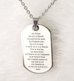 NECKLACE - 'THE LORD'S PRAYER' STAINLESS STEEL SCRIPTURE DOG-TAG NECKLACE SSB263 (MATTHEW 6:9-13)