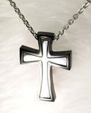 NECKLACE -'LOVING SAVIOR' STAINLESS STEEL 2-TONE MALTESE CROSS NECKLACE SSB276/276A (JEREMIAH 31:3)
