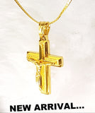 NECKLACE - 'WE PRAISE THY NAME' S/S GOLD CRUCIFIX PENDANT(S/S GOLD CHAIN) SSB286 (PSALMS 99:3)