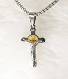 NECKLACE - 'ST BENEDICT CRUCIFIX' STAINLESS STEEL GOLD&SILVER ST BENEDICT CRUCIFIX NECKLACE SSB288