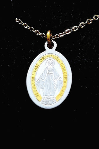 NECKLACE - 'OUR LADY OF GRACES (G)' S/S GOLD&SILVER MIRACULOUS MEDAL (S/S GOLD CABLE-CHAIN) SSB290A