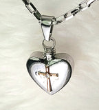 NECKLACE - 'FOREVER IN MY HEART' STAINLESS STEEL HEART-SHAPED ASH HOLDER PENDANT C/W RHODIUM-PL CHAIN SSB336 (Psalm 73:26)