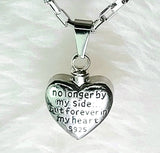 NECKLACE - 'FOREVER IN MY HEART' STAINLESS STEEL HEART-SHAPED ASH HOLDER PENDANT C/W RHODIUM-PL CHAIN SSB336 (Psalm 73:26)