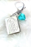 KEYCHAIN - 'LOVE ONE ANOTHER' STAINLESS STEEL BLESSED VIRGIN MOTHER MARY LOCKET + HEART-BEAD KEYCHAIN K185